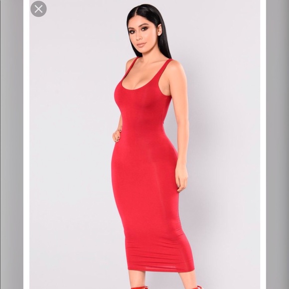 fashion nova red midi dress